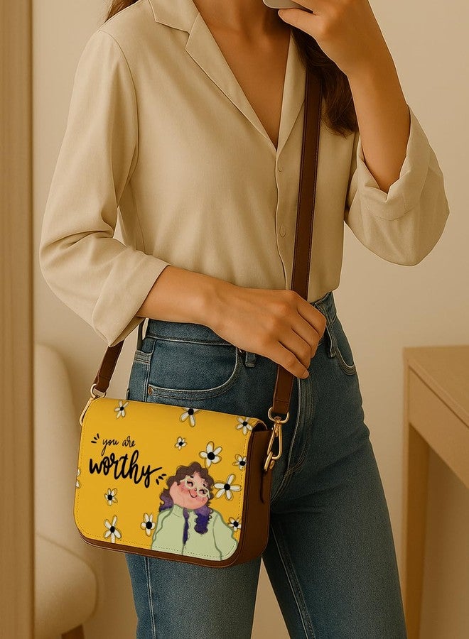 Kalankit Sling Bag for Woman | Stylish Vegan Leather Crossbody Bags for Women | Lightweight Side Bag & Shoulder Bag for Woman, Everyday Sling Bags & Birthday Gifts for Women | You Are Worthy - Image 2